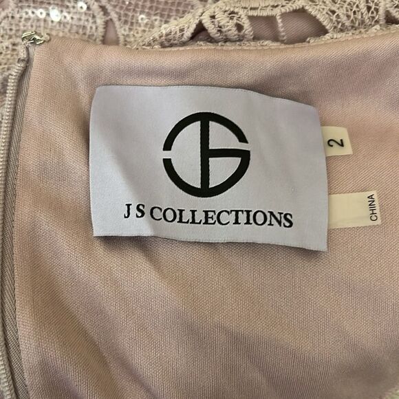 NWT JS Collections Arabella Sequin Guipure Lace Pleated Gown in Amethyst size 2 - Picture 15 of 16